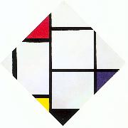 Piet Mondrian Lozenge Composition with Red, Gray, Blue, Yellow, and Black oil painting